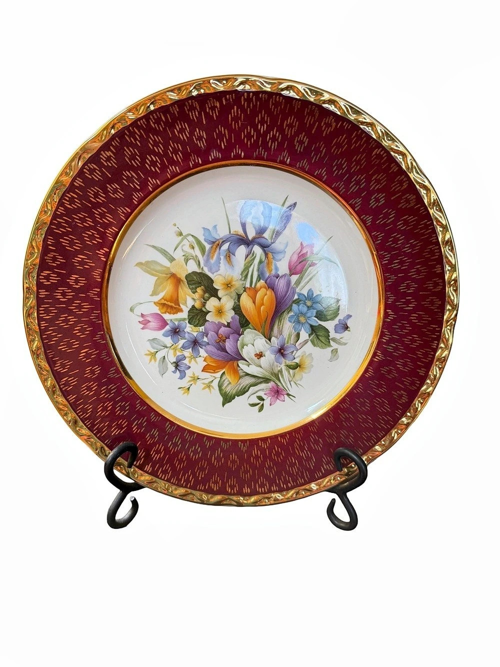 Royal Doulton Minuet Floral Decorative Plate Red & Multicolor